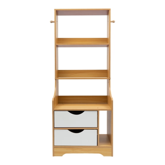 ZOPan Modern Wooden End Table – Nightstand & Bedside Cabinet with 2 Drawers, Contemporary Side Table for Bedroom & Living Room