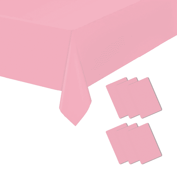 6 Pack Pink Disposable Plastic Tablecloths 54" x 108" for 6-8 Foot Rectangle Tables - Valentines Day Birthday Wedding Party Supplies