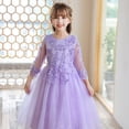 thumbnail image 3 of Vestido de niña, vestido de gasa de red con mangas de red, vestido de princesa de presentadora de actuación, 3 of 6