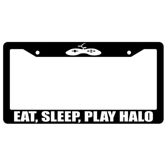 Eat, Sleep, Play Halo Black Plastic License Plate Frame AMA
