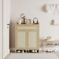 thumbnail image 2 of 32‘’ Wooden Shoe Cabinet with Doors, Drawer & Rattan Front, Adjustable Shelf Storage for Entryway & Living Room, 2 of 3