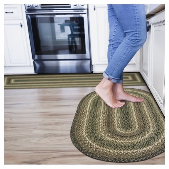 Homespice Pinecone Green Braided Runner Rug 22x72" Jute Rug for Hallways, Kitchen, Doorway and Bathroom