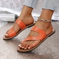 thumbnail image 6 of HAOTAGS Slippers for Women Flat Hollow Toe Ring Casual Slip On Sandals Orange Size 6, 6 of 8