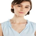 thumbnail image 3 of CHUANK Ruffle Neck Linen Blend Top  Sizes XS-XXXL, 3 of 5