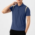 thumbnail image 4 of Ceisia Men's Slim Fit Breathable Short Sleeve Turndown Collar Shirt with Contrast Shoulder Trim Navy XXL Gifts, 4 of 6