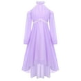 thumbnail image 3 of inhzoy Kids Girls Long Sleeve Junior Bridesmaid Dresses Halter Off Shoulder Wedding Flower Girl High-Low Dress Light Purple 8, 3 of 7
