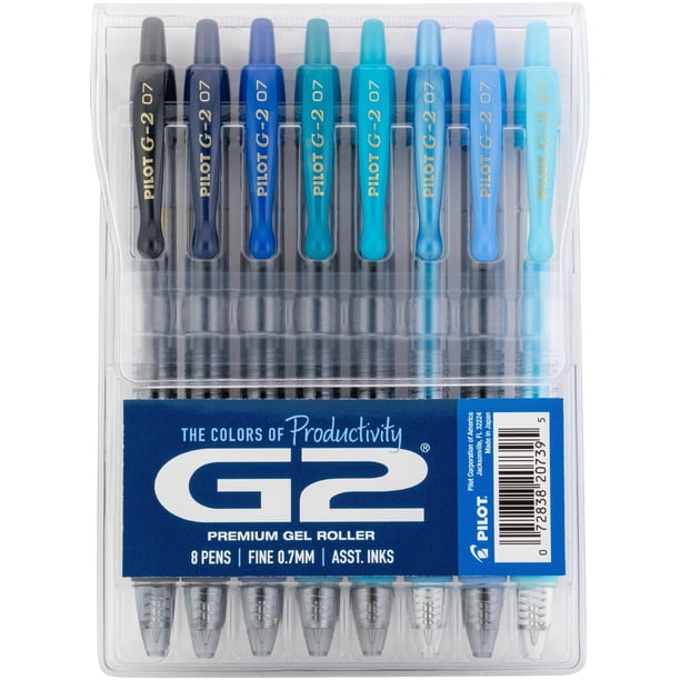Bolígrafos de gel PILOT G2 Premium G2 Boost Blues 0.7 mm, paquete de 8
