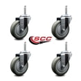 thumbnail image 2 of 4 Inch Gray Poly Wheel Swivel 5/8 Inch Threaded Stem Caster Set Service Caster, 2 of 2