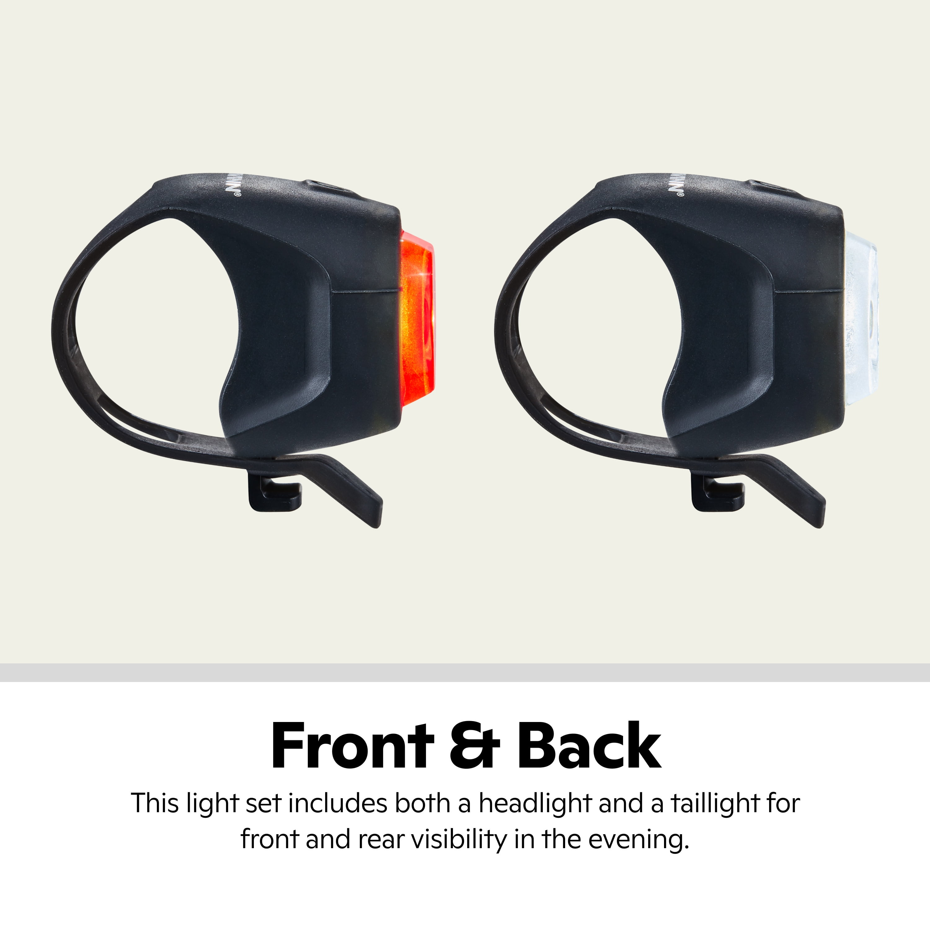 (2 pack) Schwinn Quick Wrap LED Bike Light Set, 30 Lumens, Black