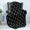 thumbnail image 4 of Tropical Soft Flannel Fleece Blanket, Monochrome Pineapples with Abstract Zigzag Design on a Greyscale Background, Cozy Plush for Indoor and Outdoor Use, 70" x 90", Black and White, by Ambesonne, 4 of 5