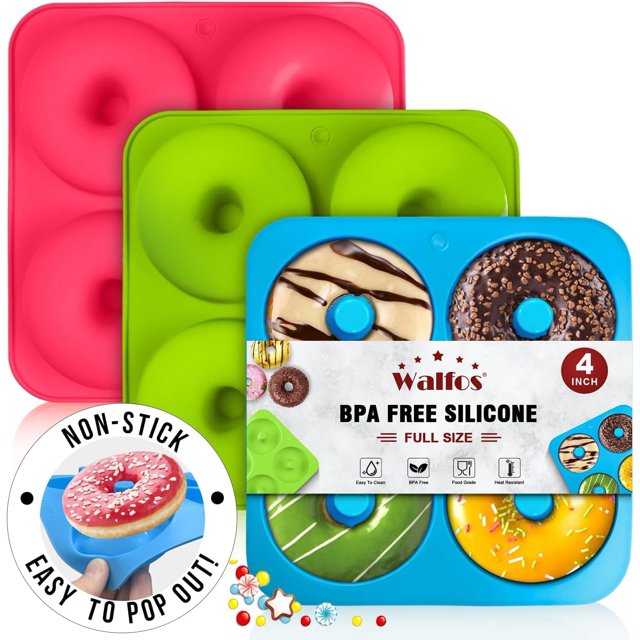 czcpp-Full Size Silicone Donut Mold - 4 Inch Big Size Silicone Doughnut Pan Set, Non-Stick, Just Pop Out! Heat Resistant Up to 450°F, BPA Free and Dishwasher Safe, Makes Perfect Donut Cake, Set of 3