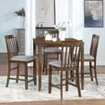 thumbnail image 3 of PAPROOS Solid Wood Dining Table, Counter Height Square Kitchen Table for Small Space, Farmhouse Acacia Wooden Dinner Table for 4, Walnut(Only Table), 3 of 6