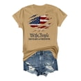 thumbnail image 3 of Short Sleeve T Shirt with Graphic Print and Distressed Denim Shorts Set for Women Casual Crew Neck Top and Shorts Outfit Light Brown 2XL, 3 of 4