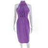 Pre-owned|HALSTON Womens Strip Back Dress Purple Size 6 12003187