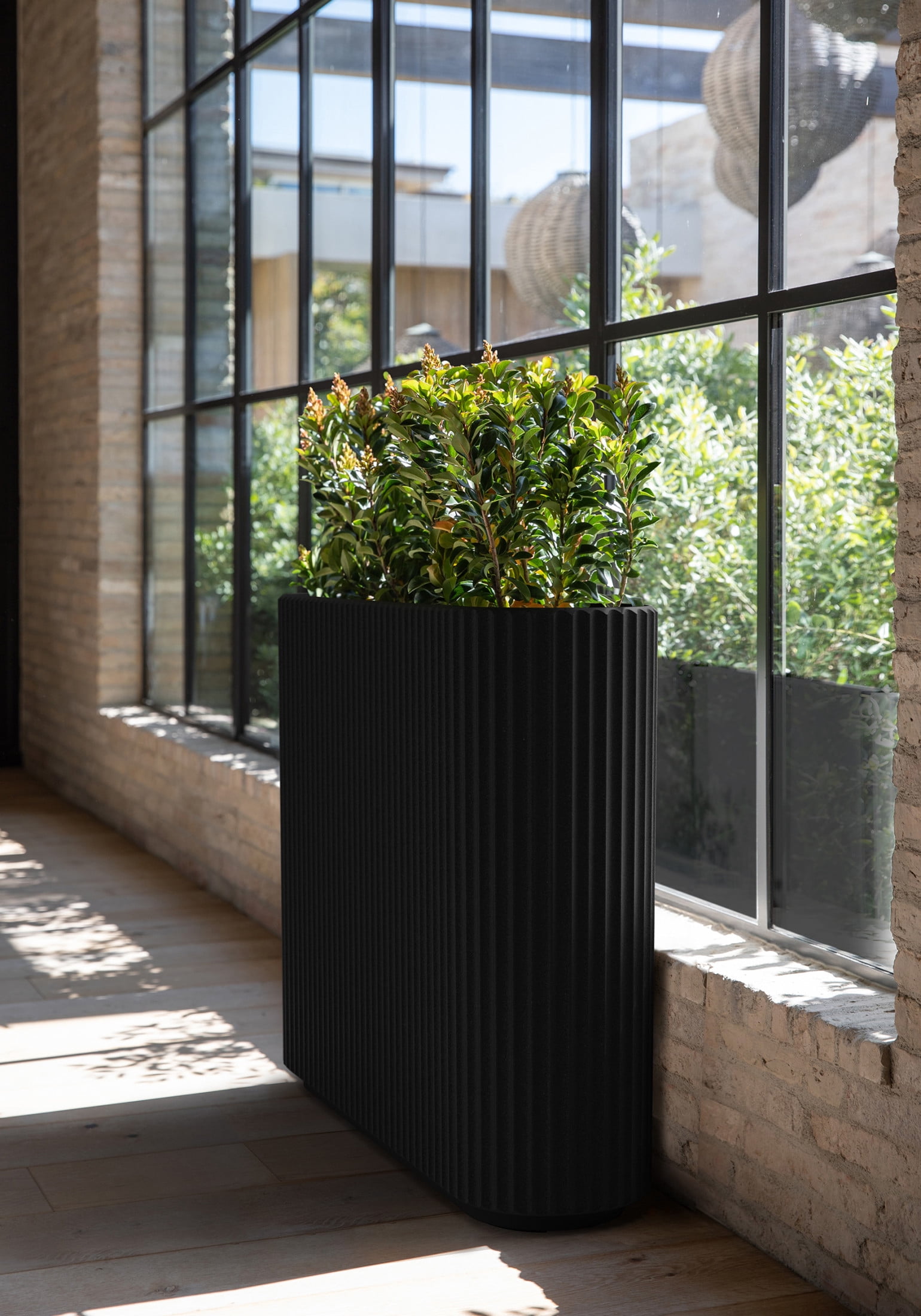 Veradek Demi Series Span 36" Plastic-Stone Planter - (Black)