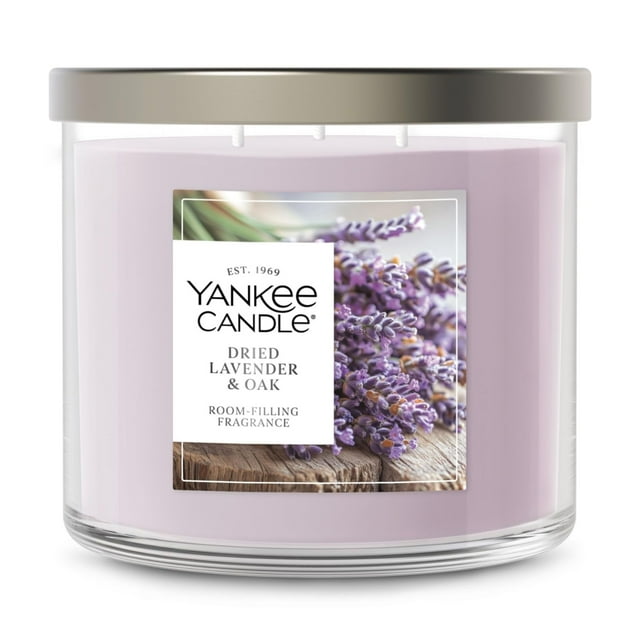 Candle Yankee Candle, tarro de 3 mecha, lavanda y roble secados, 40 h