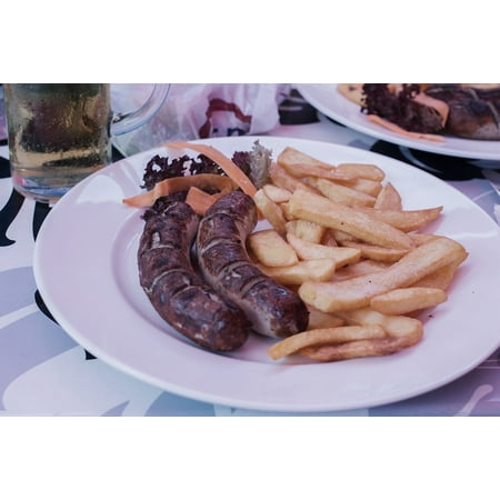 German Sausage Bratwurst (Peel-n-Stick Poster of French Fries German Wurst Sausage Bratwurst Poster 24x16 Adhesive Sticker Poster)