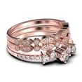 thumbnail image 2 of Promise Ring 1.60 Carat Round Cut Morganite And Diamond Moissanite Engagement Ring Wedding Band Ring in 925 Sterling Silver With 18k Rose Gold Plating, Trio Set, Matching Band, Anniversary Ring, 2 of 4