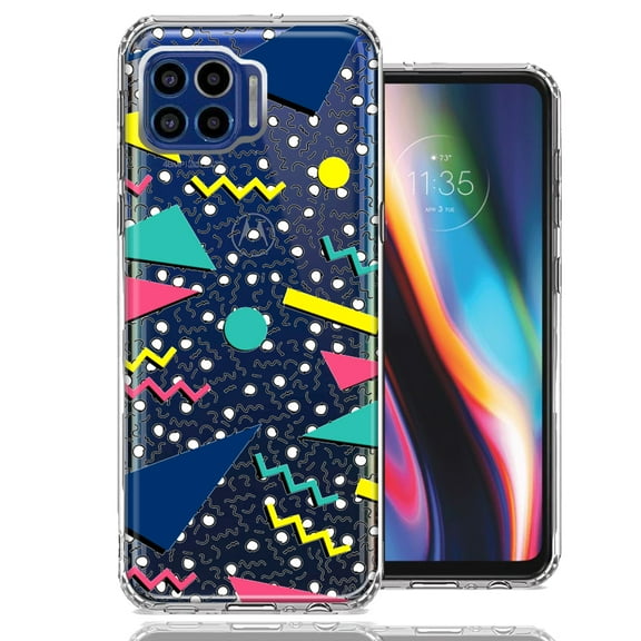 MUNDAZE for Motorola One 5G 90's Swag Shapes Design Double Layer Phone Case Cover