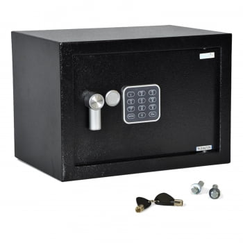 Compact Electronic Safe Box with Mechanical Override, Includes Keys