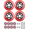 thumbnail image 3 of Rollerex VXT500 85A Inline Skate Wheels (4-pack w/ bearings, spacers & washers) (Size & Color Options) -Indoor Outdoor- Intended for Roller Blade Wheel Replacement (76mm, Rocket Red), 3 of 8