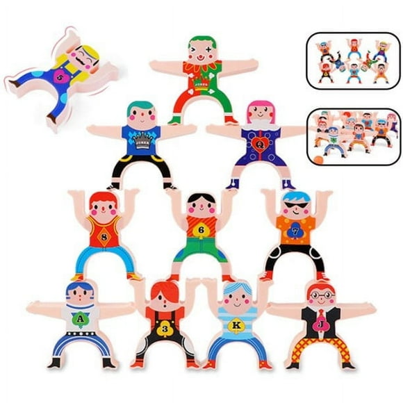 X 16 Pcs Hercule Blocs d'Équilibre Casse-Tête pour Enfants Bricolage Empilable Blocs de Construction Élevés Jeu de Table Jouets pour Enfants Jeu Éducatif pour Enfants de 3+ Ans