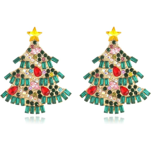 Merry Christmas Earrings Rhinestone Statement Earrings Xmas Tree Bow Bulbs Cane Reindeer Santa Snowman Gingerbread Beaded Drop Dangle Earrings For Women Holiday Festival Jewelry Gift[Z1]