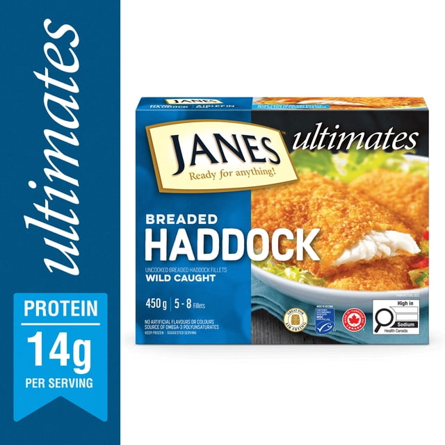 Janes® Ultimates Breaded Haddock Fillets, 450g, Frozen Breaded Haddock Fish Fillets, Contains Fish, Janes Ultimates Breaded Haddock Fillets