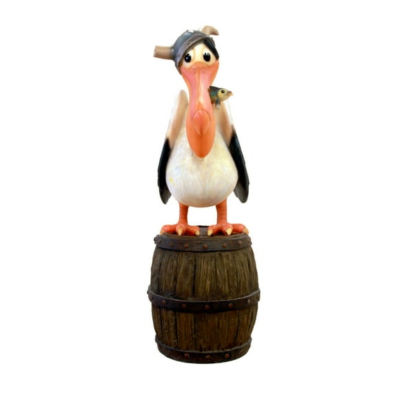Comic Pelican On Barrel Over Sized Statue