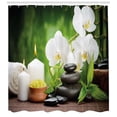 thumbnail image 3 of Ambesonne Spa Shower Curtain, Stones and Orchids, 69"Wx84"L, White Green and Black, 3 of 3