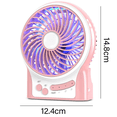 thumbnail image 2 of Mini ventilador de escritorio portátil con pilas, ventilador de mano recargable y alimentado por USB, flujo de aire fuerte, 3 velocidades, pequeño ventilador de mano personal para acampar en el, 2 of 7