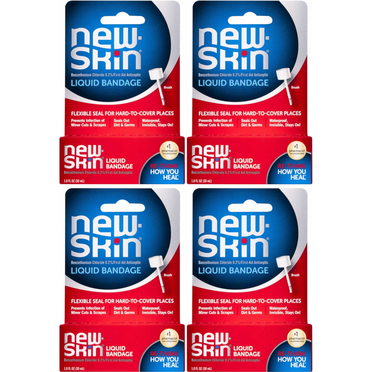 4 Pack NewSkin First Aid Antiseptic Liquid Bandage 1 fl oz (30 ml