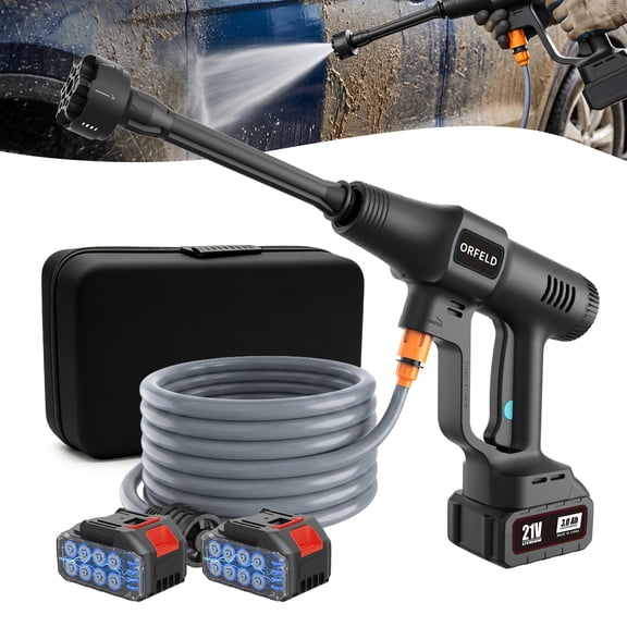 ORFELD 800PSI Portable Power Washer,Cordless Pressure Washerwith 6-in-1 Adjustable Nozzle,Power Cleaner with 17FT Hose for Cars/Patios/Home