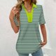 thumbnail image 5 of Tops Cortos para las Mujeres Blusas Impresas Manga Corta Turndown Collar Camiseta, Tops de Blusa para las Mujeres Casual, 5 of 5