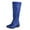 Blue, variant on Mid Calf Riding Boots for Women Vintage Waterproof Leather Chunky Heel Round Toe Zipper Winter Warm Long Booties