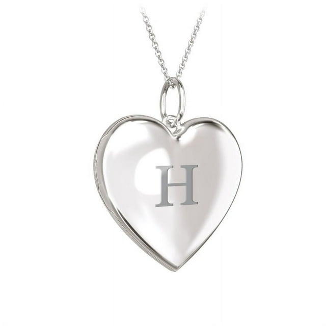 Initial Heart Locket Necklace in Sterling Silver