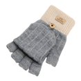 thumbnail image 4 of Autumn and Winter knitted flip half finger alpaca gloves men's and women's winter warm cold-proof open finger wool riding, 4 of 4