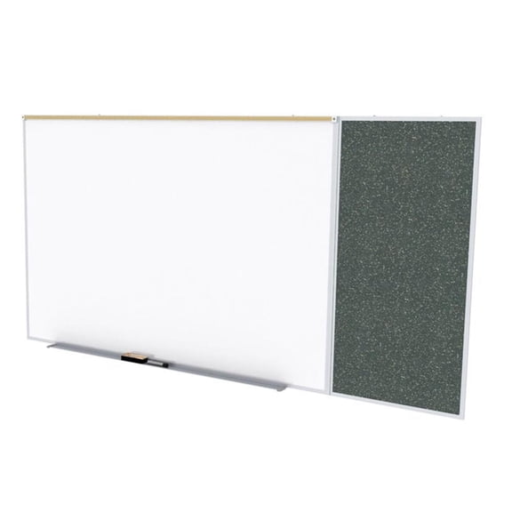 Ghent's Ceramic 4' x 16' Rubber Bulletin & Mag. Whiteboard C-Set in Confetti