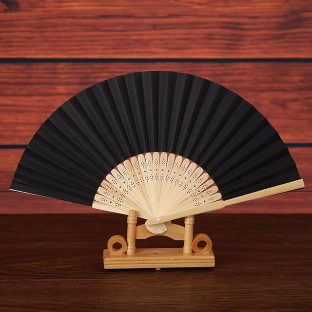 Binwennn Crepe Paper Flower Solid Fan Folding Folding Party Wedding Hand Dance Held Silk Pattern Color Tools & Home Improvement