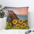 thumbnail image 6 of Rateoe Horse Sunflowers Pattern Throw Pillow Cover Premium Pillow Stuffer Sham Square for Decorative Cushion Bed Couch Sofa(Pillow insert not included), 6 of 8
