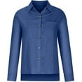 thumbnail image 3 of Aricy Women Button Down Shirts Dressy Casual Tops Business Work Blouses Gauze Cotton Linen Long Sleeve Shirts V Neck Loose Blouse Plus Size Elegant Tunic Top, 3 of 4