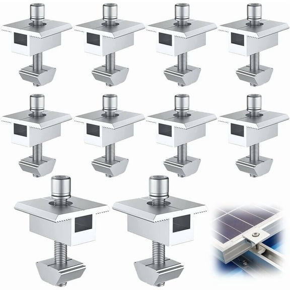 Solar Panel Mounting Bracket--10 Pcs Aluminum Solar Panel Bracket, T-Shaped Center Terminals, PV Solar Panel Fixing, Roof Center Mounting Bracket, for