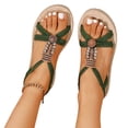 thumbnail image 5 of LTTVQM Womens Flat Sandals Platform Slip-On Open-Toe Adjustable Strap Casual Orthopedic Wedge Sandals Arch Support Soft Flip Flops Sandals Dark Green 41(US-8.5), 5 of 5