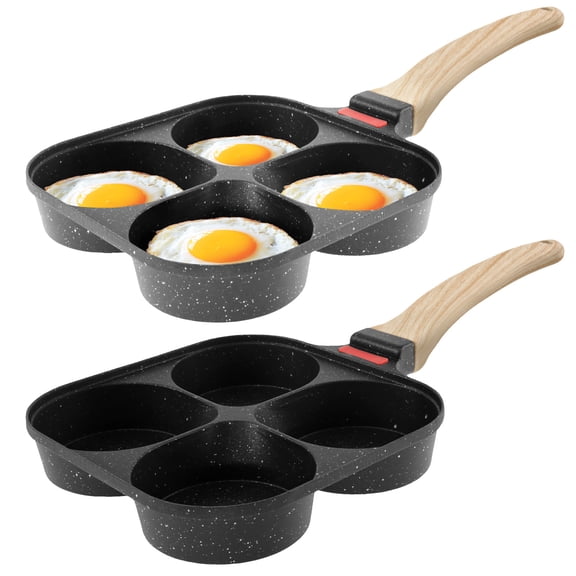 4 Cups Egg Frying Pan with Wood Handle Nonstick Omelette Pan Stone Egg Pan Multifunctional Omelette Skillet Healthy Pancake Frying Pan for Frying Eggs Pancake Omelet