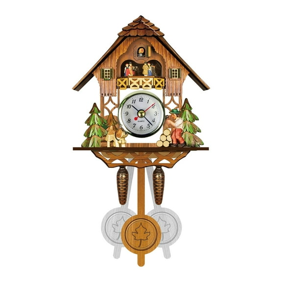 Kedshhgu Clearance Cuckoo Cuckoo Wall Clock Chime Alarm Clock Retro Clock Wooden Living Room Clock