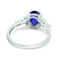 thumbnail image 3 of Pear Teardrop Art Deco Ring Blue Sapphire CZ 925 Sterling Silver Size 8, 3 of 6