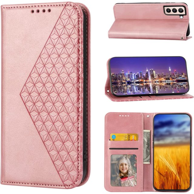 Funda de pulsera para Samsung Galaxy S23/S22, carcasa de cuero PU con tapa y ranura para tarjeta, soporte magnético para teléfono móvil qym unisex