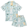 thumbnail image 2 of FORMRS Kids Satin Short Sleeve Pajama Set Unisex Top and Pants Soft 2-Piece Sleepwear, Sizes 7-8Y, Floral Easter, 2 of 8