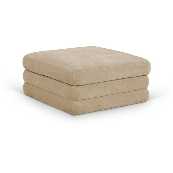 Meridian Furniture Stellar Beige Chenille Fabric Modular Ottoman