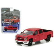 2015 Chevrolet Silverado Pickup Truck Rally Edition Victory Red with Black Stripes 1/64 Diecast Model Car by Greenlight